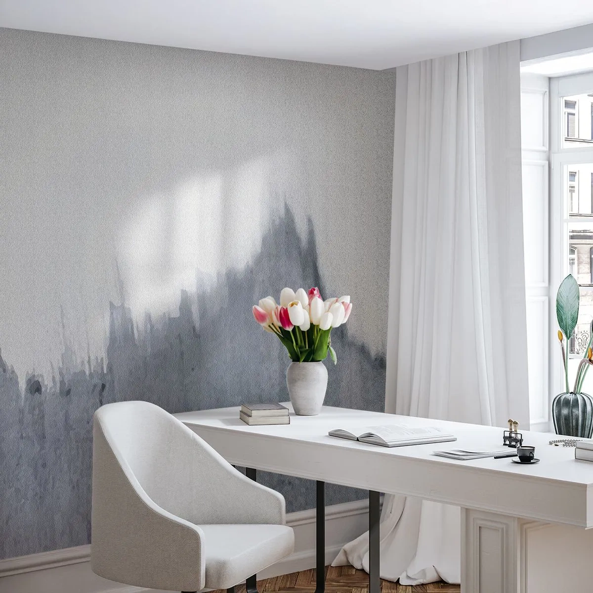 Fototapeta Premium Sand - Szara abstrakcja przypominająca pejzaż górski - 100x70cm - Tajemniczy zapis - Nowoczesna dekoracja ścienna do salonu, kuchni i sypialni ARTTOR