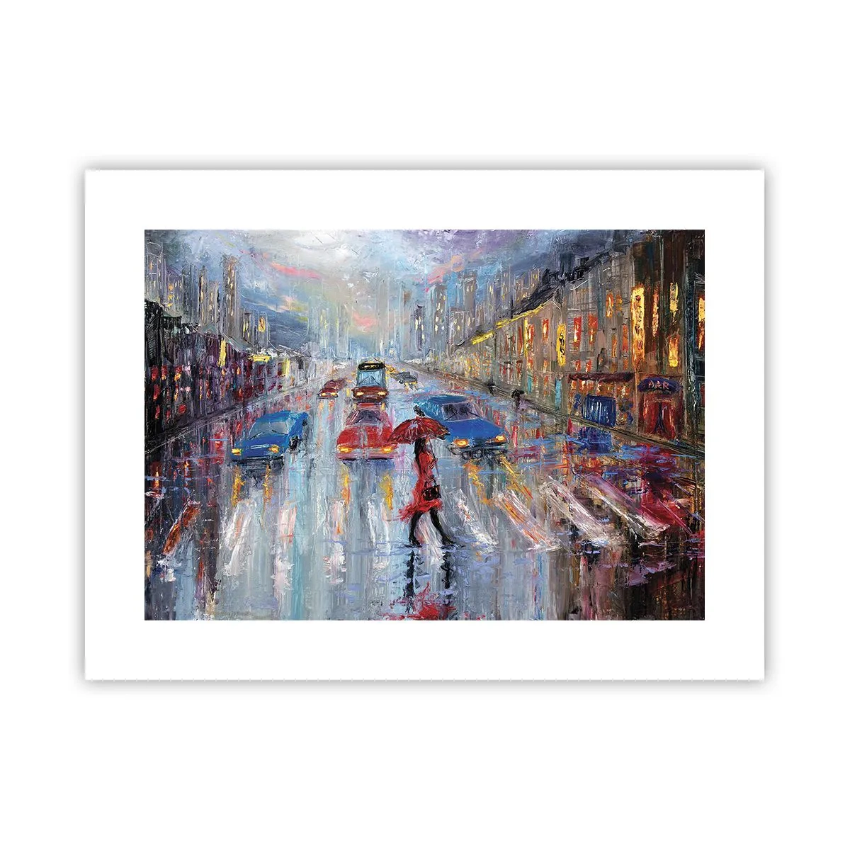 Plakat - Deszczowe popołudnie w mieście - 40x30 cm