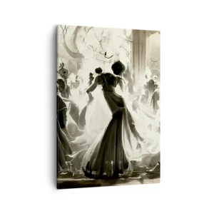Obraz na płótnie - Elegancka ilustracja tańczących kobiet w wieczorowych sukniach na balu - 50x70cm - Wielka maskarada - Nowoczesna dekoracja ścienna do salonu, kuchni i sypialni ARTTOR