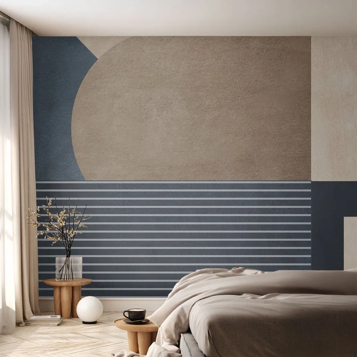 Fototapeta Premium Sand - Nowoczesna kompozycja prostych linii i geometrycznych form - 100x70cm - Kompozycja prostoty i krągłości - Nowoczesna dekoracja ścienna do salonu, kuchni i sypialni ARTTOR