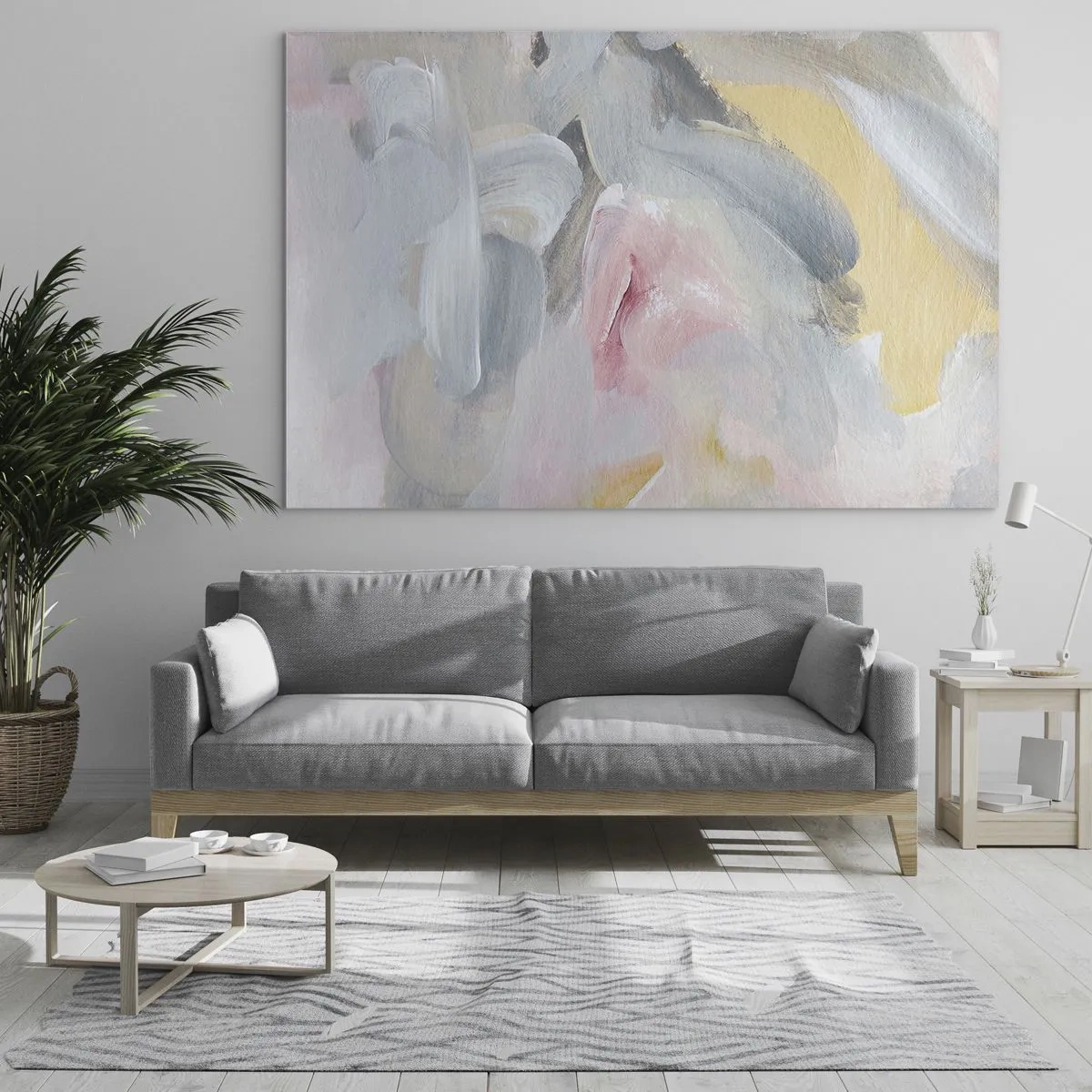 Obraz na szkle - Abstrakcyjna kompozycja w pastelowych kolorach - 70x50cm - W pastelowym świecie - Nowoczesna dekoracja ścienna do salonu i sypialni ARTTOR