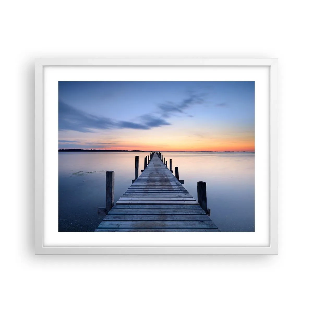 Plakat w białej ramie - Spokój pogodnego zmierzchu - 50x40 cm