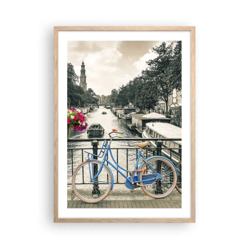 Plakat w ramie jasny dąb - Kolory amsterdamskiej ulicy - 50x70 cm