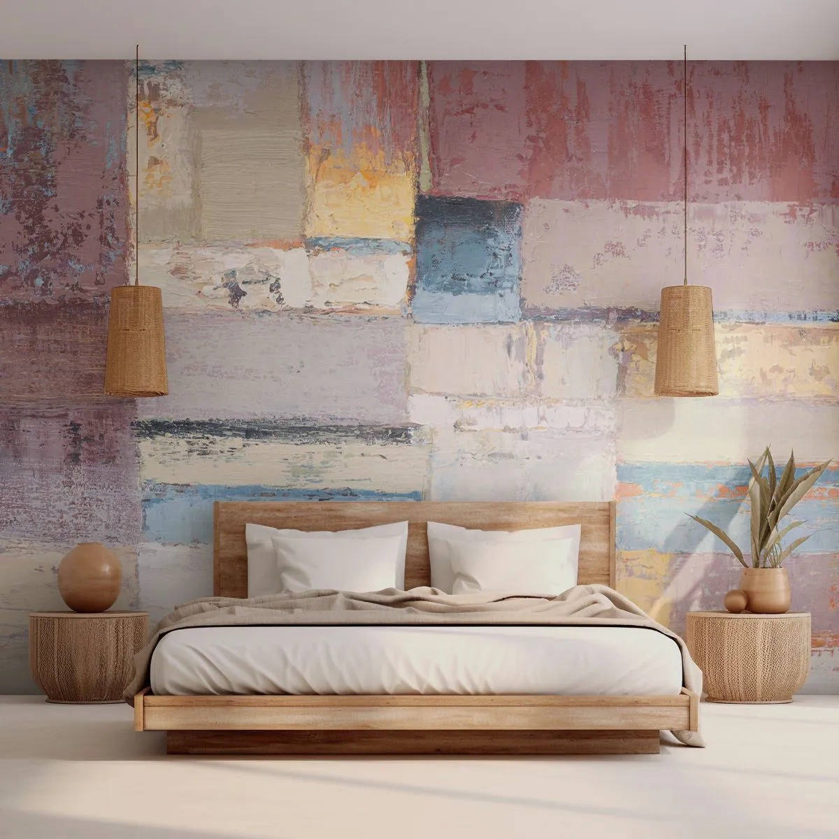 Fototapeta Premium Sand - Geometryczna abstrakcja w stonowanych kolorach - 100x70cm - Spokój geometrii - Nowoczesna dekoracja ścienna do salonu, kuchni i sypialni ARTTOR