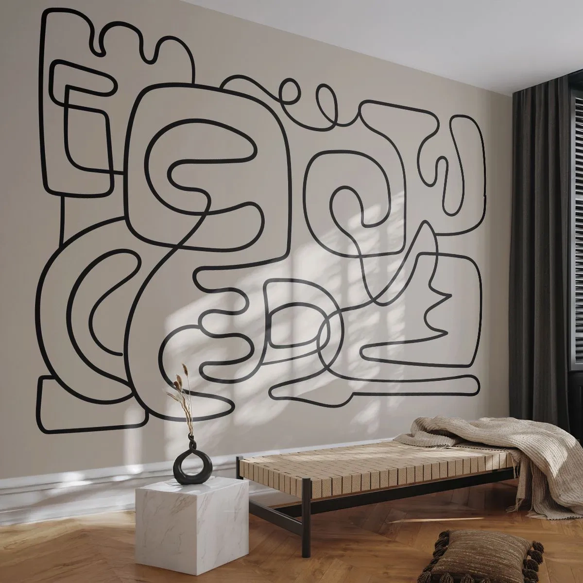 Fototapeta Premium Sand - Abstrakcyjne linie tworzące geometryczne formy - 100x70cm - Po śladzie - Nowoczesna dekoracja ścienna do salonu, kuchni i sypialni ARTTOR