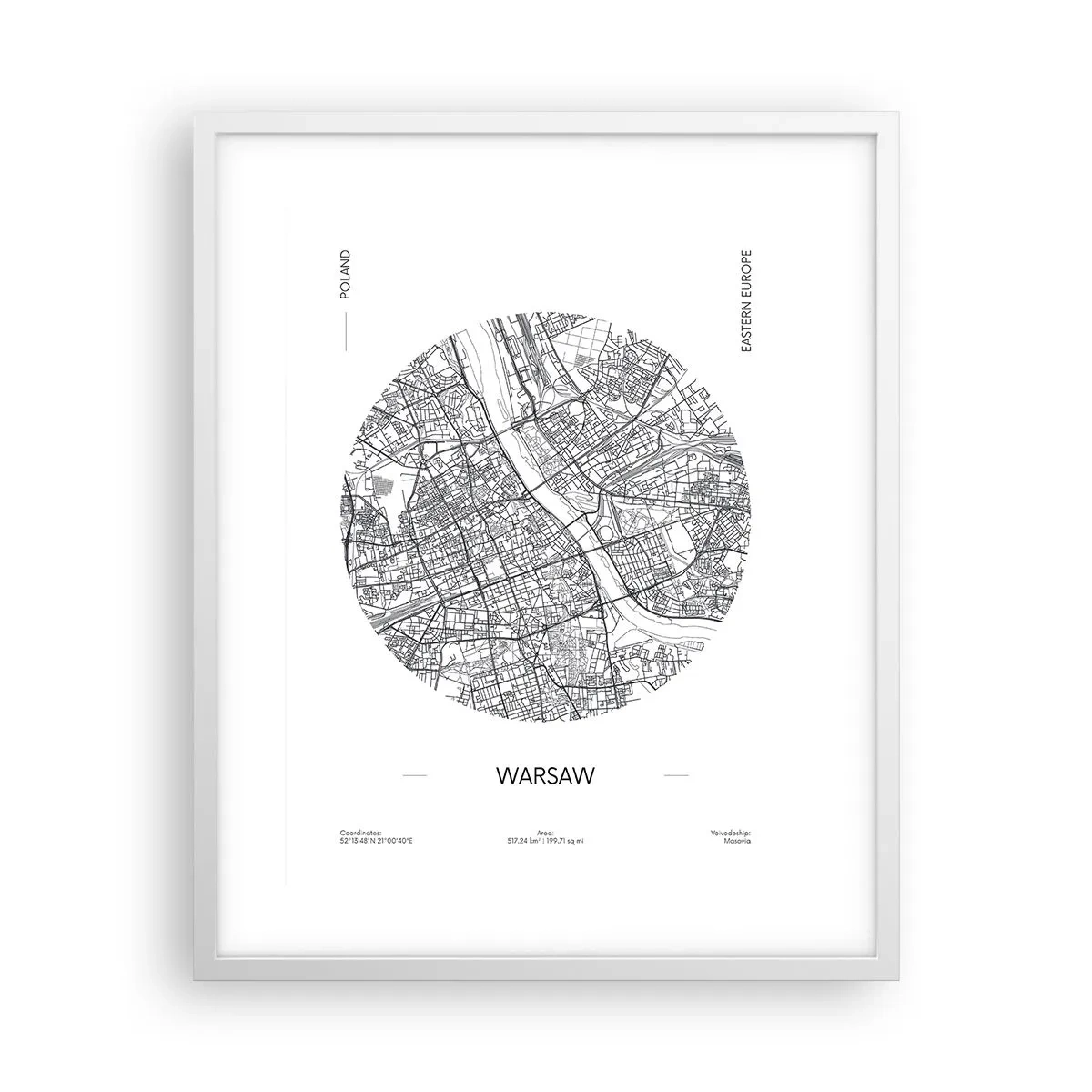 Plakat w białej ramie - Anatomia Warszawy - 40x50 cm