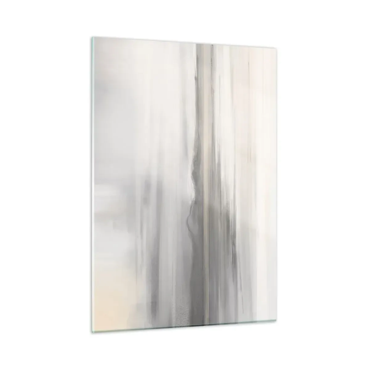 Obraz na szkle - Delikatna, rozmyta panorama górska w pastelowo-szarej tonacji - 50x70cm - Zamyślona dal - Nowoczesna dekoracja ścienna do salonu, kuchni i sypialni ARTTOR