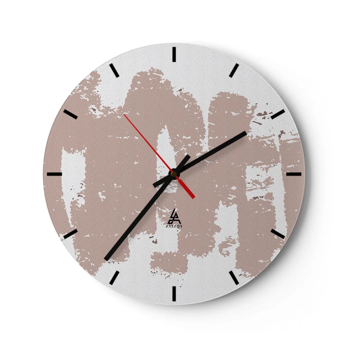 Zegar ścienny - Teksturalna abstrakcja w odcieniach pudrowego różu - 30x30cm - Abstrakcja w łagodnym różu - Nowoczesna dekoracja ścienna do salonu, kuchni i sypialni ARTTOR