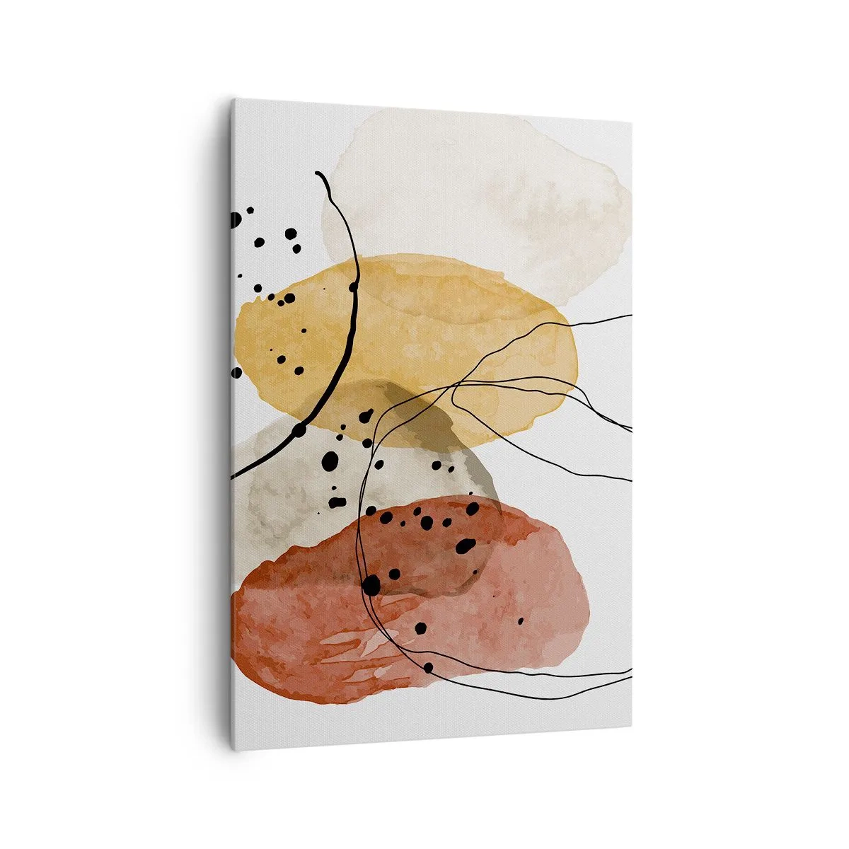 Obraz na płótnie - Abstrakcyjne plamy w odcieniach beżu, żółci i czerwieni - 70x100cm - Jak powietrze lekkie, przejrzyste - Nowoczesna dekoracja ścienna do salonu i sypialni ARTTOR