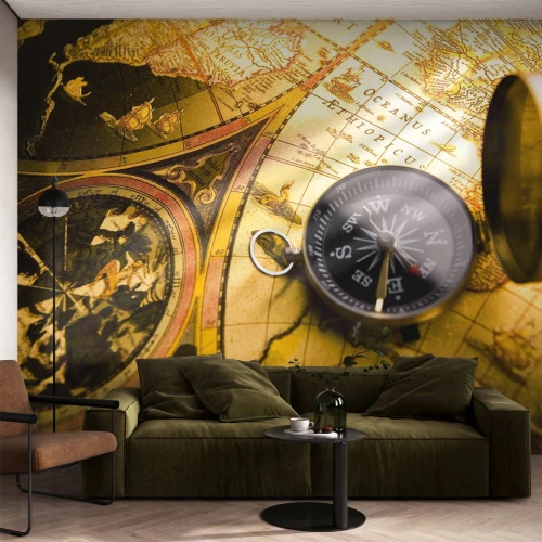 Fototapeta Samoprzylepna Deluxe Sticker - A może na kraniec świata? - Podróże , Mapy Świata, Kompas - 350x256 cm