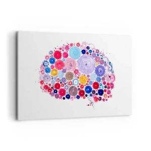Obraz na płótnie - Kolorowy abstrakcyjny mózg z motywem kwiatowym - 120x80cm - Najdoskonalsza machina natury - Nowoczesna dekoracja ścienna do salonu, kuchni i sypialni ARTTOR