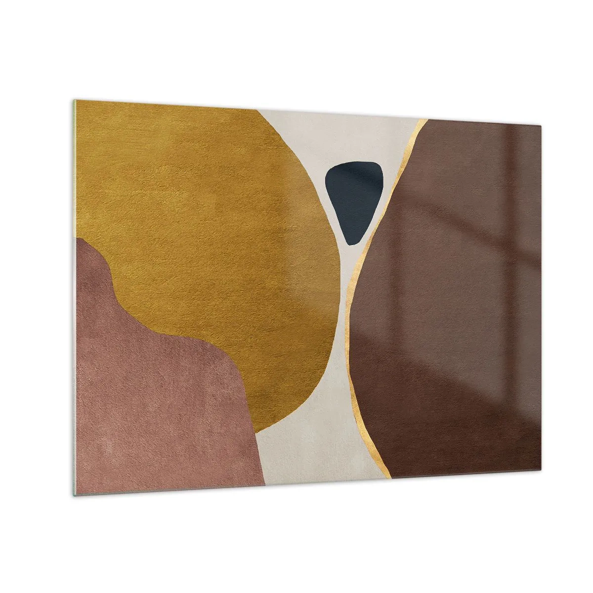 Obraz na szkle - Minimalistyczna kompozycja abstrakcyjnych kształtów - 70x50cm - Abstrakcja – miejsce w przestrzeni - Nowoczesna dekoracja ścienna do salonu i sypialni ARTTOR