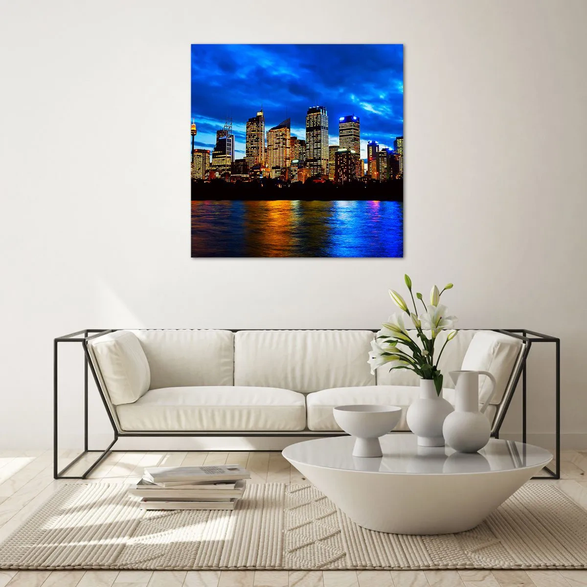 Obraz na szkle - Noc świateł i barw - 70x70 cm