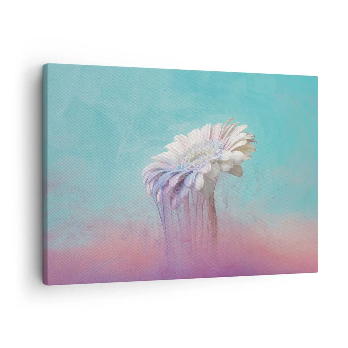 Obraz na płótnie - Pastelowa gerbera z efektem rozmycia - 70x50cm - Zaświaty kwiatów - Nowoczesna dekoracja ścienna do salonu i sypialni ARTTOR