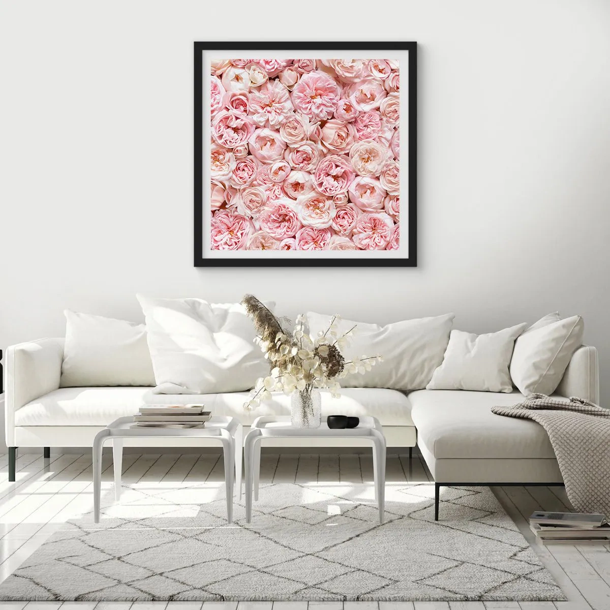 Plakat w czarnej ramie - Usłane różami - 30x30 cm