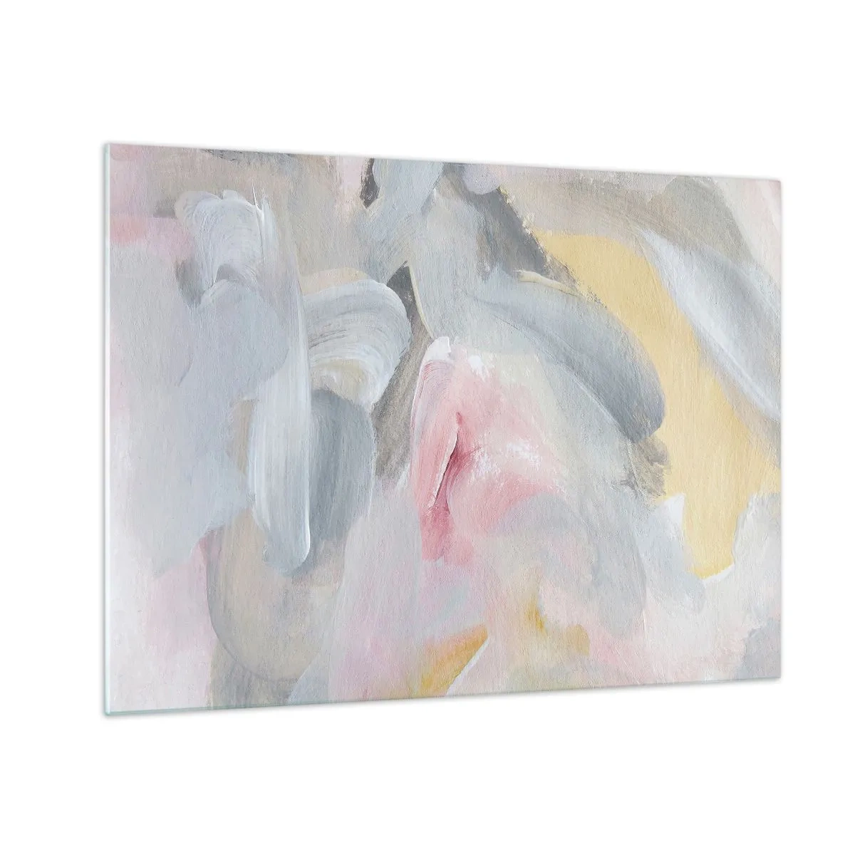 Obraz na szkle - Abstrakcyjna kompozycja w pastelowych kolorach - 70x50cm - W pastelowym świecie - Nowoczesna dekoracja ścienna do salonu i sypialni ARTTOR