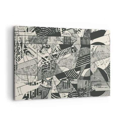 Obraz na płótnie - Geometryczne abstrakcyjne wzory w odcieniach zieleni na jasnym tle - 120x80cm - Dynamika współczesności - Nowoczesna dekoracja ścienna do salonu, kuchni i sypialni ARTTOR