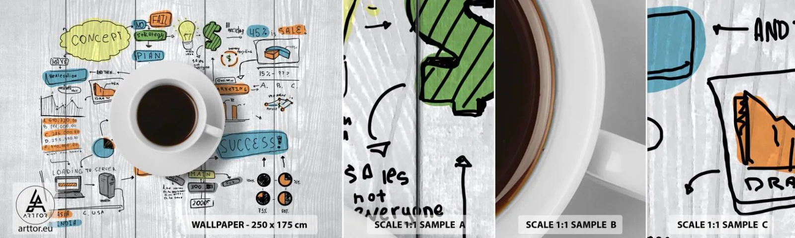 Fototapeta Próbka Standard Eco - Czas na przerwę - Grafika, Kawa, Espresso - 100x30 cm