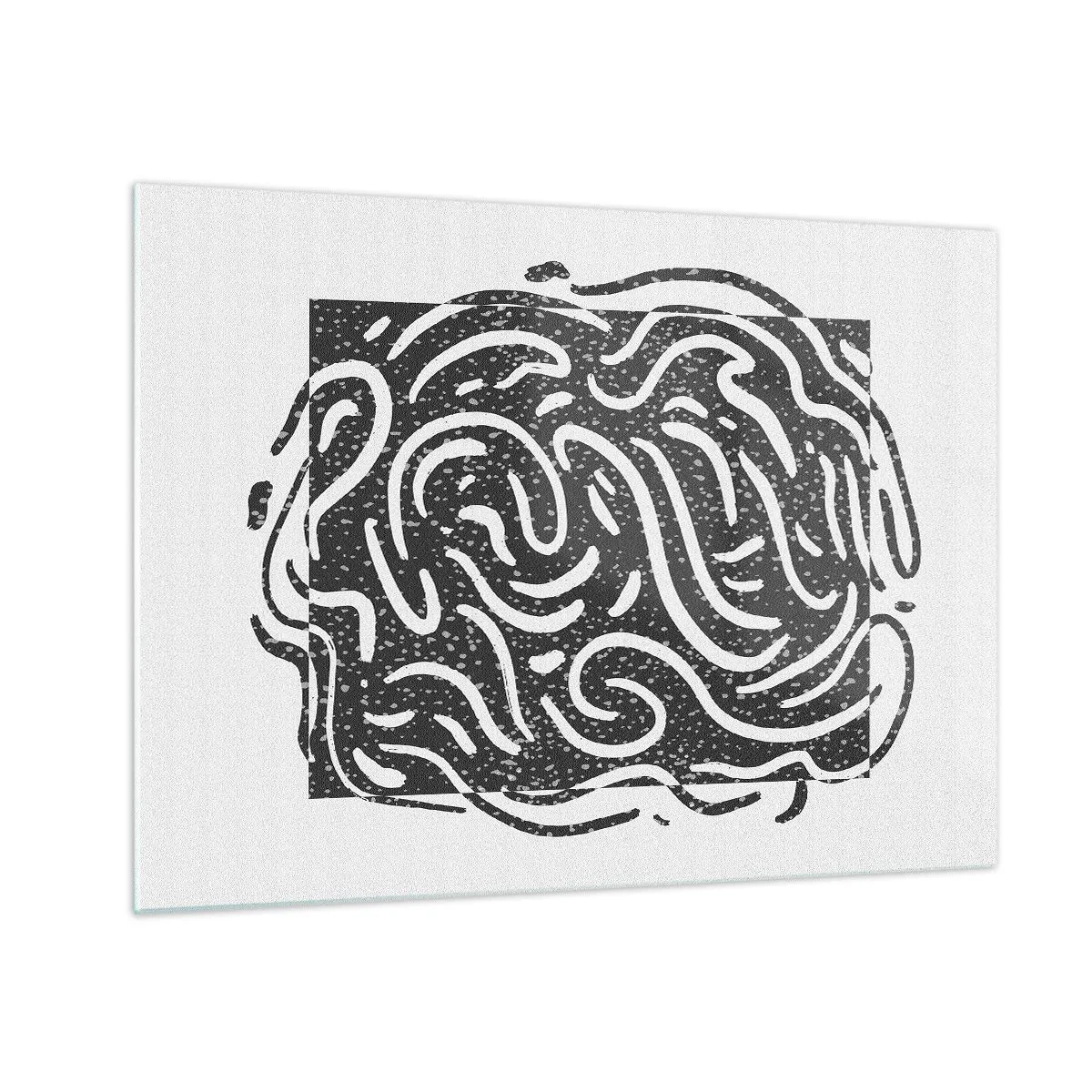 Obraz na szkle - Dynamiczne abstrakcyjne linie i kropki tworzące energetyczną formę - 70x50cm - Abstrakcja: taniec radości - Nowoczesna dekoracja ścienna do salonu i sypialni ARTTOR