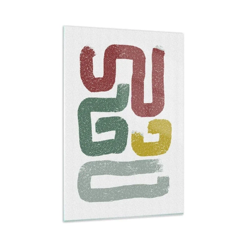 Obraz na szkle - Kolorowe geometryczne wzory w stylu abstrakcyjnym - 80x120cm - W nieznanym języku - Nowoczesna dekoracja ścienna do salonu i sypialni ARTTOR