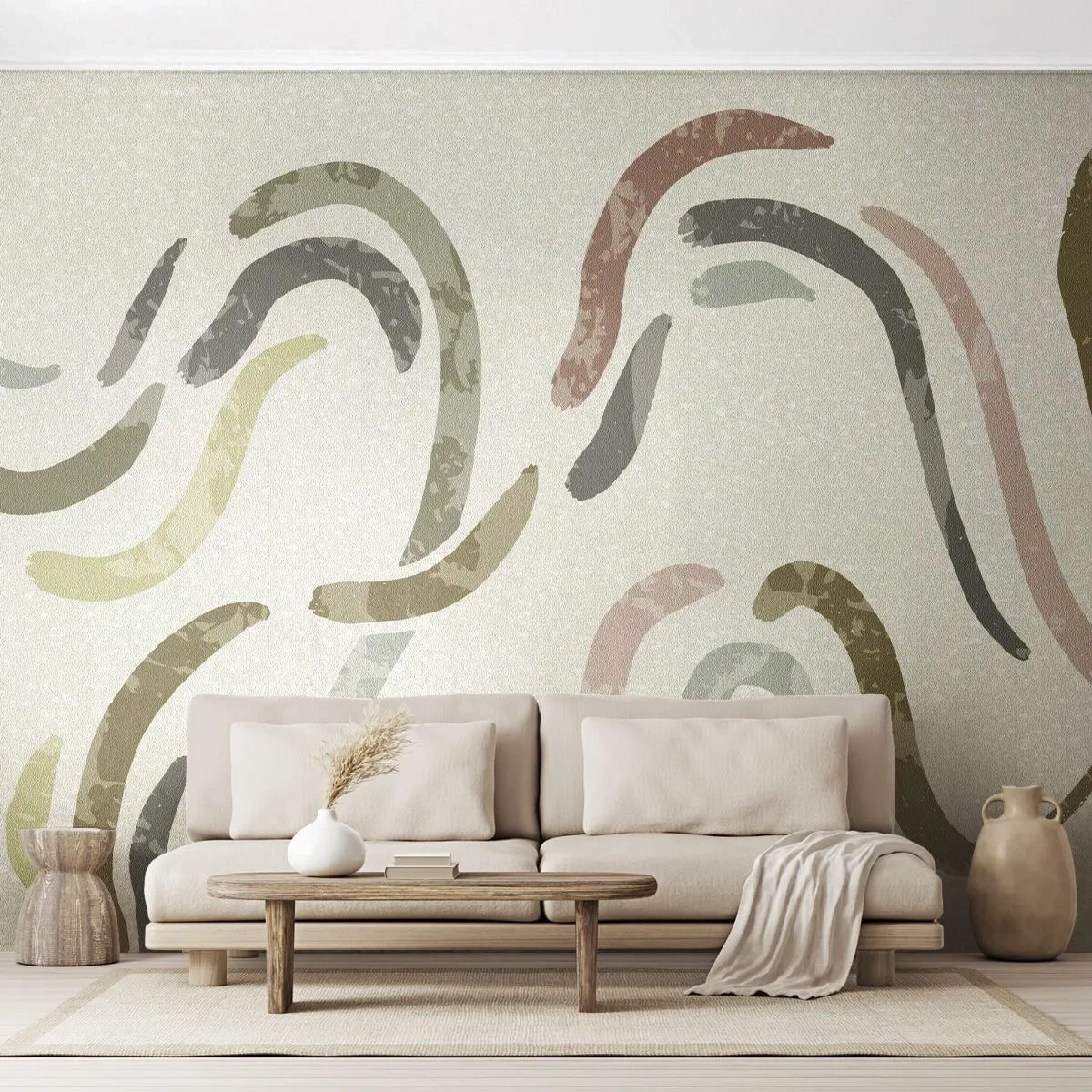 Fototapeta Premium Sand - Kolorowe abstrakcyjne fale na jasnym tle - 100x70cm - Radosny taniec abstrakcji - Nowoczesna dekoracja ścienna do salonu, kuchni i sypialni ARTTOR