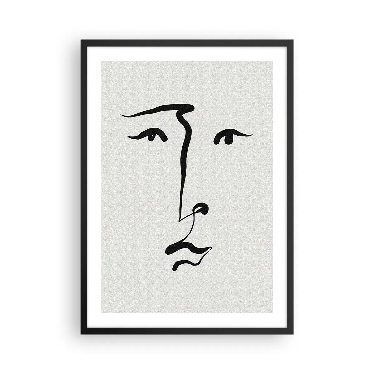 Plakat w czarnej ramie - Minimalistyczna ilustracja twarzy jednym pociągnięciem pędzla - 50x70cm - Portret jedną kreską - Nowoczesna dekoracja ścienna do salonu i sypialni ARTTOR