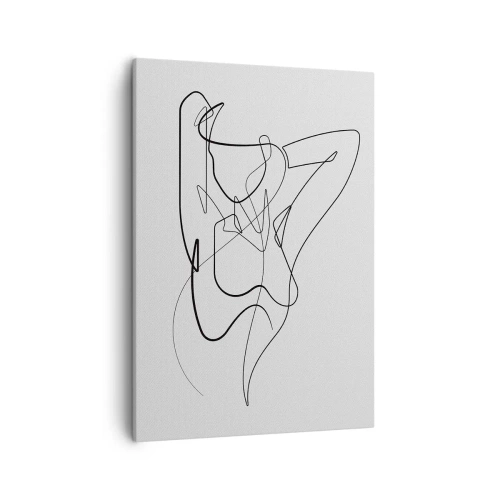 Obraz na płótnie - Minimalistyczny obraz przedstawiający abstrakcyjną sylwetkę z linii - 50x70cm - Naprawdę, jaka jesteś... - Nowoczesna dekoracja ścienna do salonu, kuchni i sypialni ARTTOR