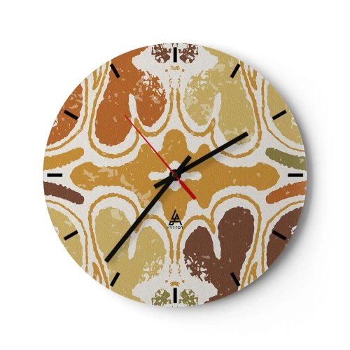 Zegar ścienny - Symetryczne wzory w ciepłych barwach ziemi - 30x30cm - Abstrakcja sentymentalna - Nowoczesna dekoracja ścienna do salonu, kuchni i sypialni ARTTOR