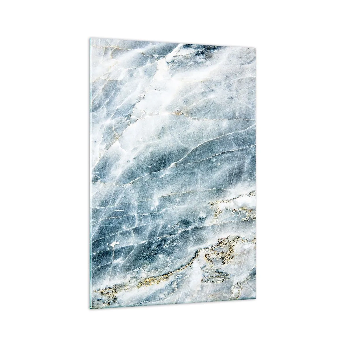 Obraz na szkle - Tekstura marmuru w odcieniach niebieskiego i białego - 70x100cm - Lodowy świat - Nowoczesna dekoracja ścienna do salonu i sypialni ARTTOR