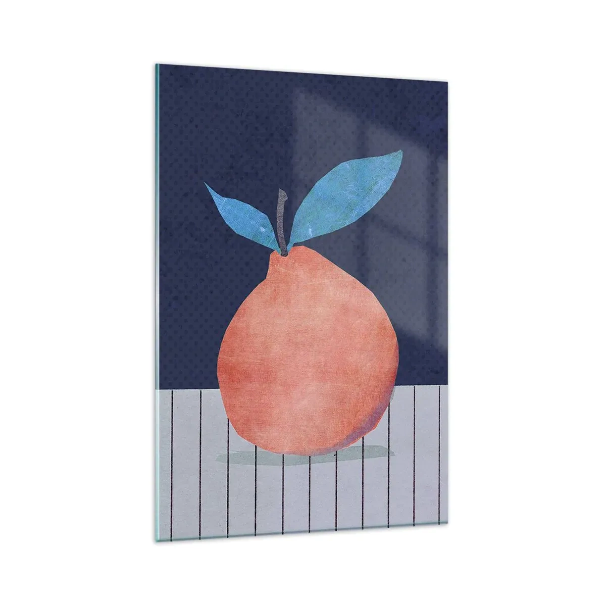 Obraz na szkle - Abstrakcyjny owoc na tle kontrastowych kolorów i prostych linii - 80x120cm - Wypukłość i płaszczyzna - Nowoczesna dekoracja ścienna do salonu i sypialni ARTTOR