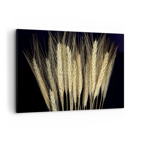 Obraz na płótnie - Kłosy pszenicy na czarnym tle w rustykalnym stylu - 120x80cm - Rustykalna magia - Nowoczesna dekoracja ścienna do salonu, kuchni i sypialni ARTTOR