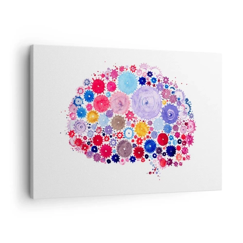 Obraz na płótnie - Kolorowy abstrakcyjny mózg z motywem kwiatowym - 70x50cm - Najdoskonalsza machina natury - Nowoczesna dekoracja ścienna do salonu i sypialni ARTTOR