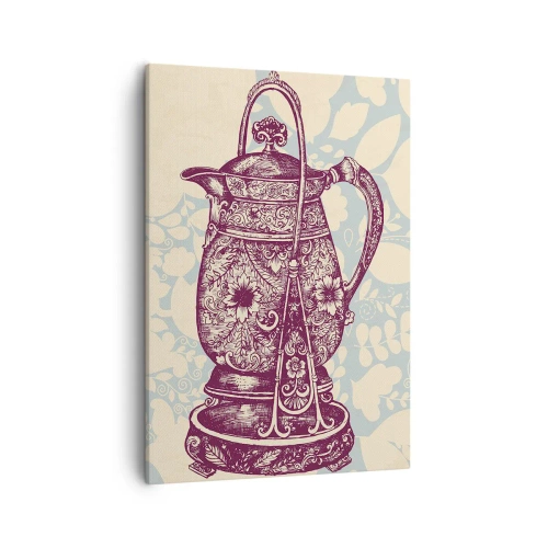 Obraz na płótnie - Ozdobny dzbanek w stylu vintage - 50x70cm - Uroda codzienności - Nowoczesna dekoracja ścienna do salonu, kuchni i sypialni ARTTOR