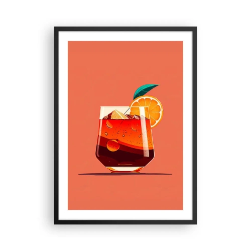Plakat w czarnej ramie - Letnie orzeźwienie - Szklanka koktajlu z plasterkiem pomarańczy - 50x70cm