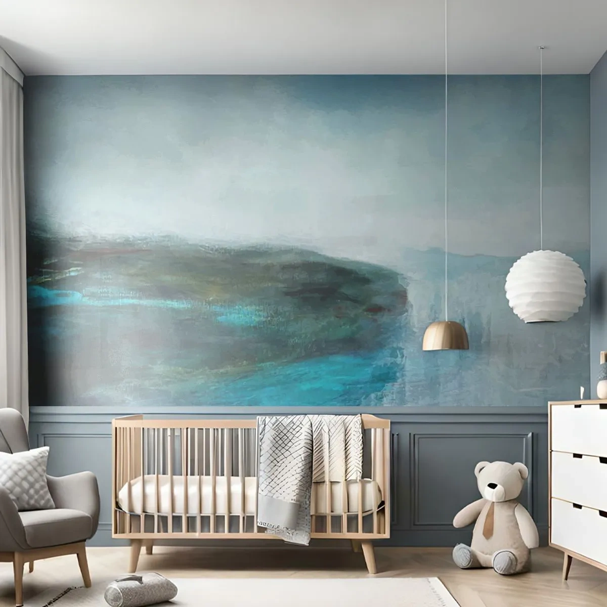 Fototapeta Premium Sand - Malarska kompozycja w morskich i błękitnych tonacjach - 100x70cm - Abstrakcja marynistyczna - Nowoczesna dekoracja ścienna do salonu, kuchni i sypialni ARTTOR