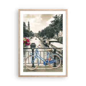 Plakat w ramie jasny dąb - Kolory amsterdamskiej ulicy - 50x70 cm