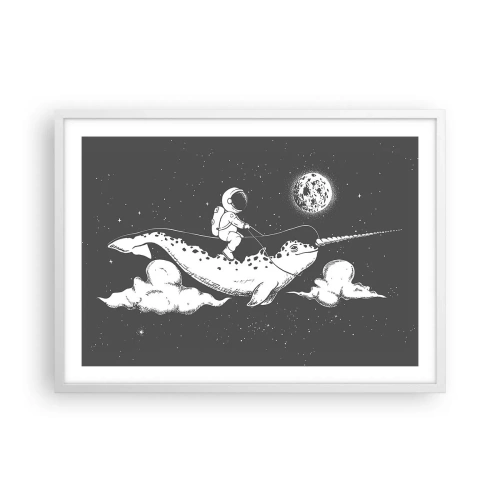Plakat w białej ramie - Kosmiczny jeździec - 70x50 cm