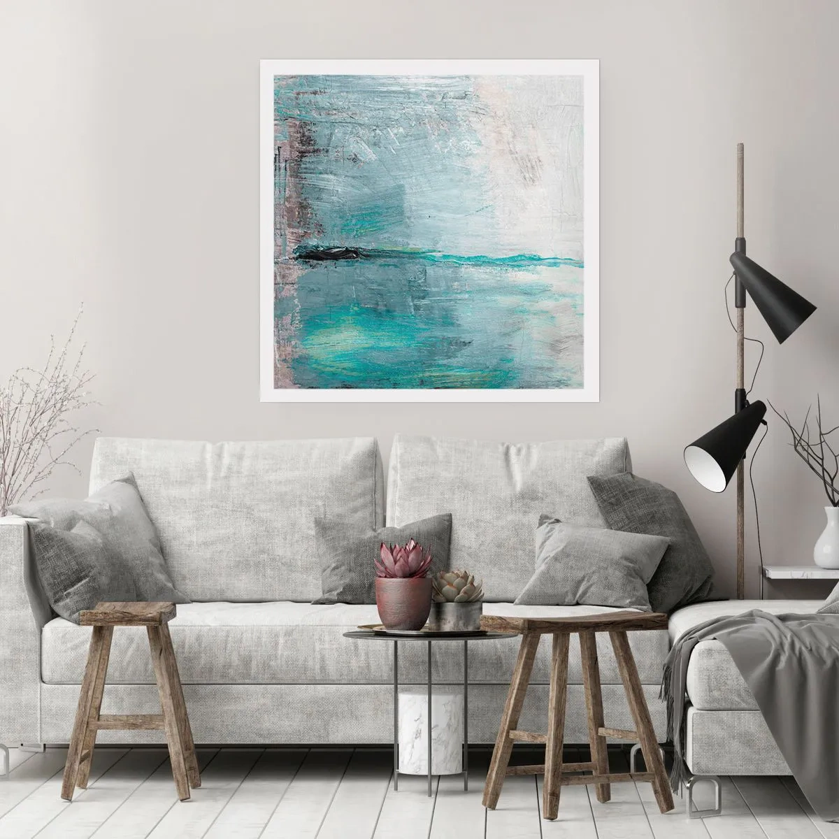 Plakat - Horyzontalnie w błękicie - 60x60 cm