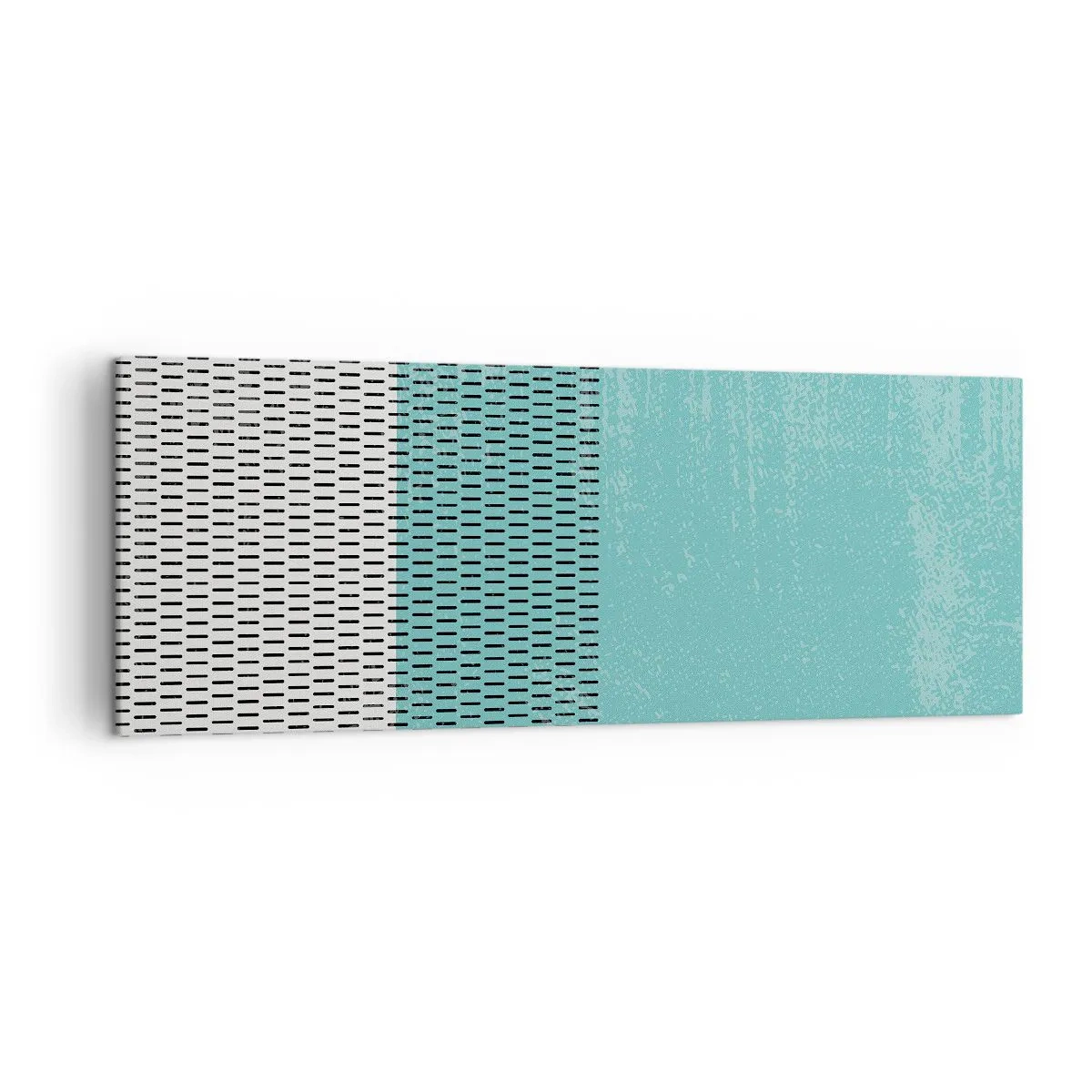 Obraz na płótnie - Geometryczna kompozycja z turkusem i liniami - 140x50cm - Kompozycja zrównoważona - Nowoczesna dekoracja ścienna do salonu i sypialni ARTTOR