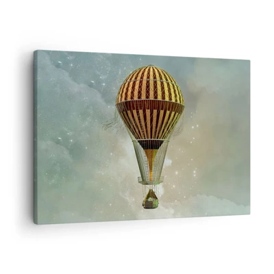 Obraz na płótnie - Pionierskie loty - Balon na gorące powietrze unoszący się wśród chmur - 70x50cm