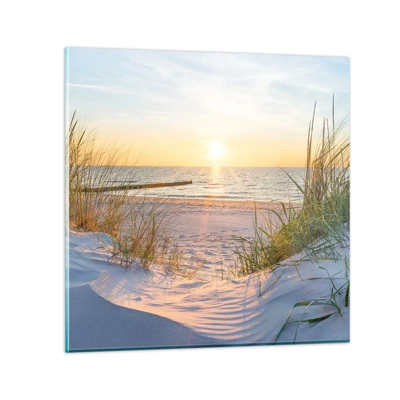Obraz na szkle - Morza szum, ptaków śpiew, dzika plaża pośród traw… - 40x40 cm