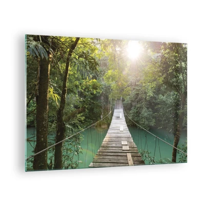Obraz na szkle - Nad lazurową wodą do lazurowego lasu - 70x50 cm