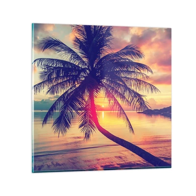 Obraz na szkle - Wieczór pod palmami - 60x60 cm