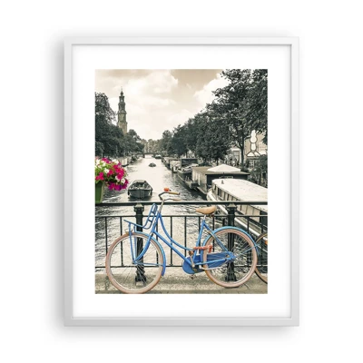 Plakat w białej ramie - Kolory amsterdamskiej ulicy - 40x50 cm