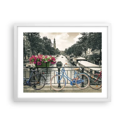 Plakat w białej ramie - Kolory amsterdamskiej ulicy - 50x40 cm