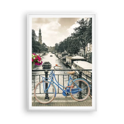 Plakat w białej ramie - Kolory amsterdamskiej ulicy - 70x100 cm