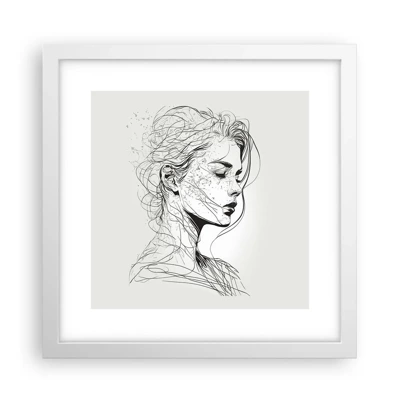 Plakat w białej ramie - Portret w zamyśleniu - 30x30 cm