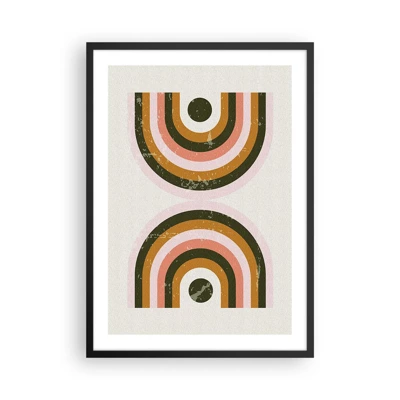 Plakat w czarnej ramie - Abstrakcja bliźniacza - Geometryczna kompozycja w stylu retro - 50x70cm