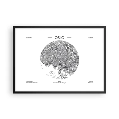 Plakat w czarnej ramie - Anatomia Oslo - 70x50 cm