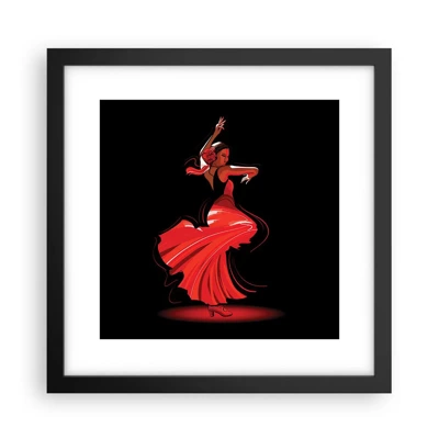 Plakat w czarnej ramie - Ognisty duch flamenco - 30x30 cm